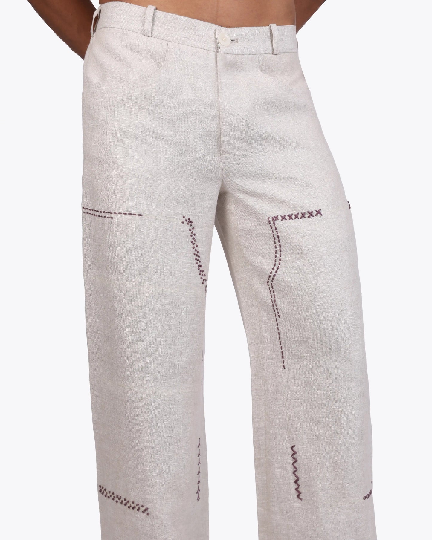 Beige Field Linen Trouser