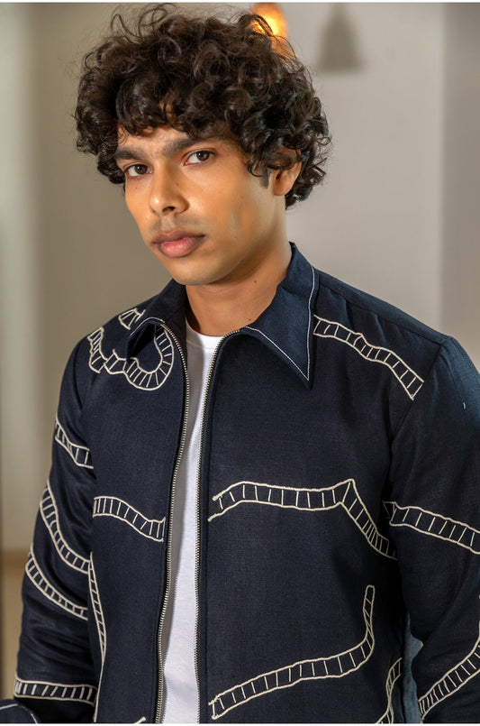 Night Blue Linen Jacket