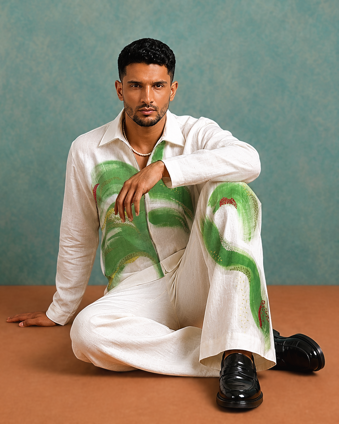 Verdant Flow Zip Overshirt
