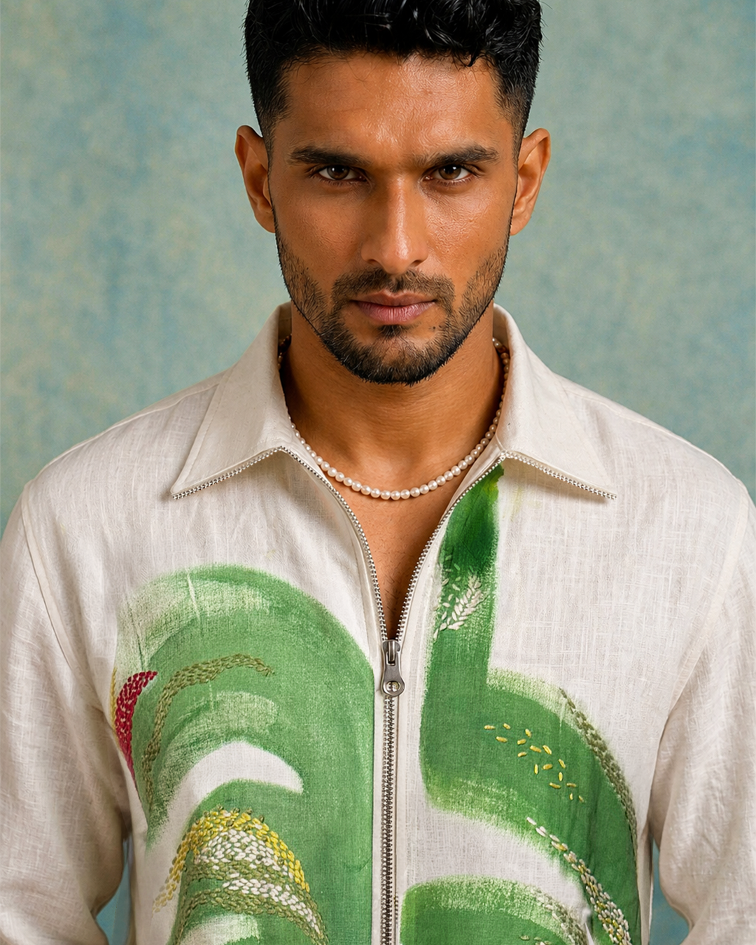 Verdant Flow Zip Overshirt