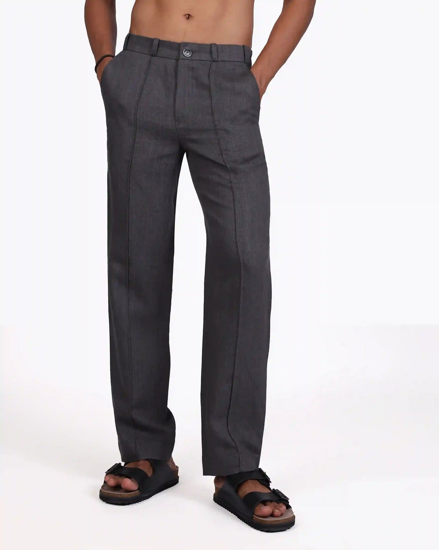 Charcoal Grey Linen Trouser