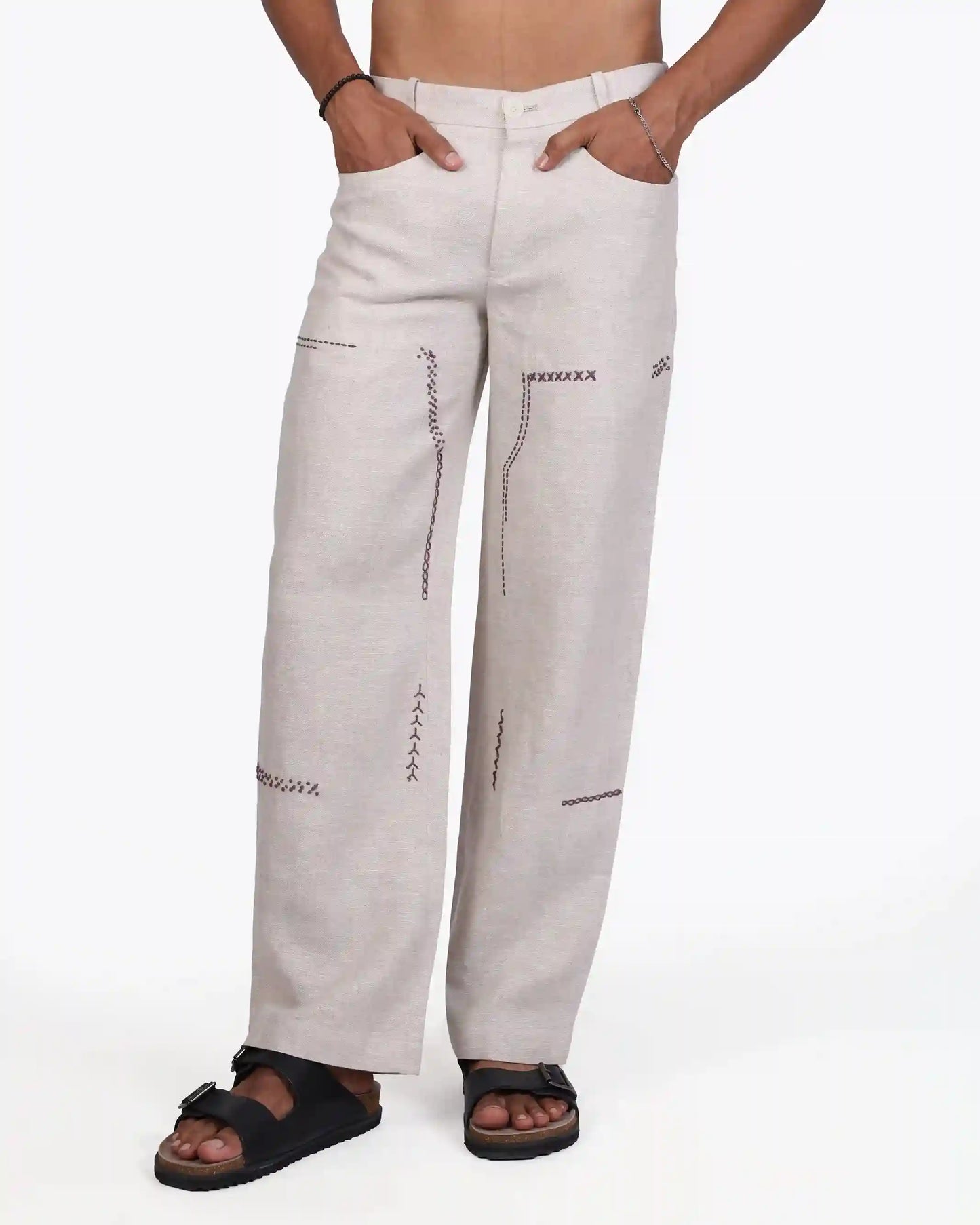 Beige Field Linen Trouser