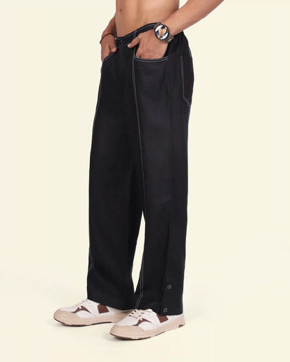 Black Trace Linen Trousers