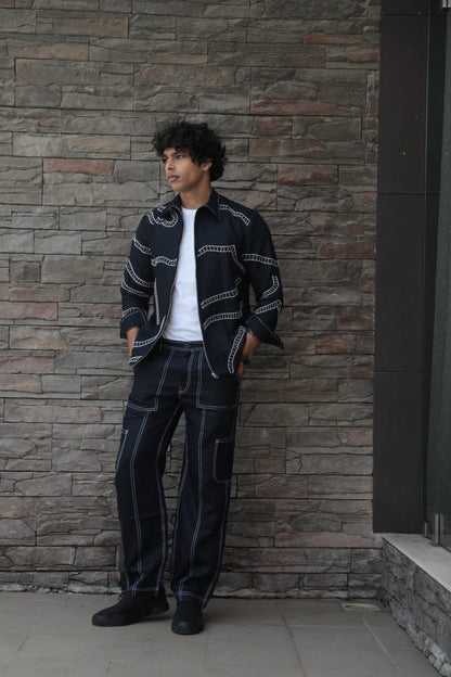 NIGHT BLUE LINEN JACKET