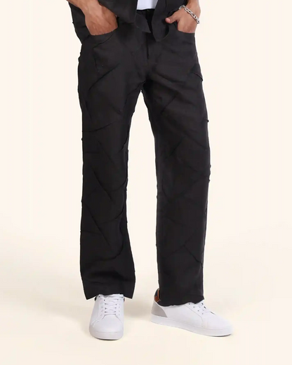 Textured Black Trousers