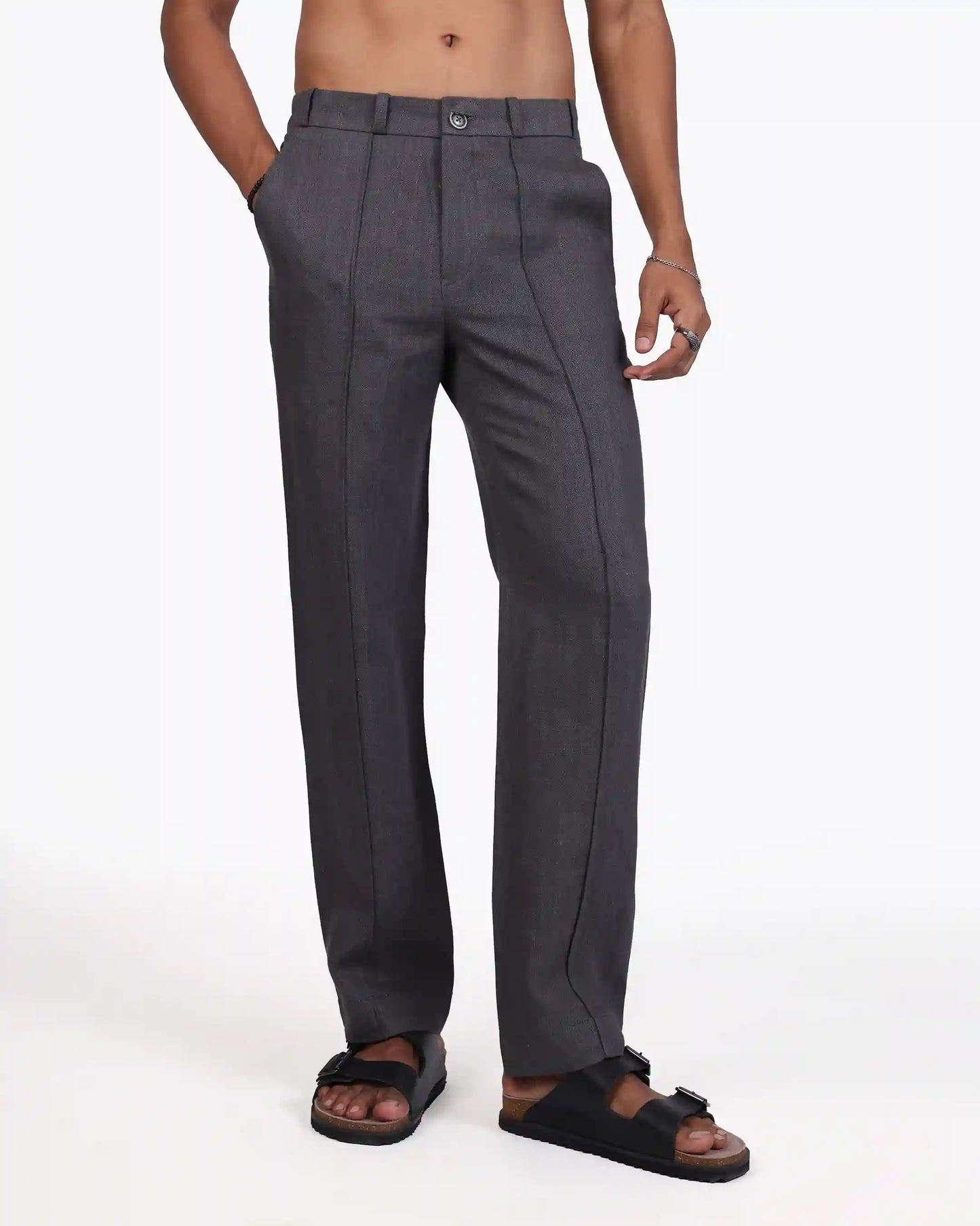 Charcoal Grey Linen Trouser