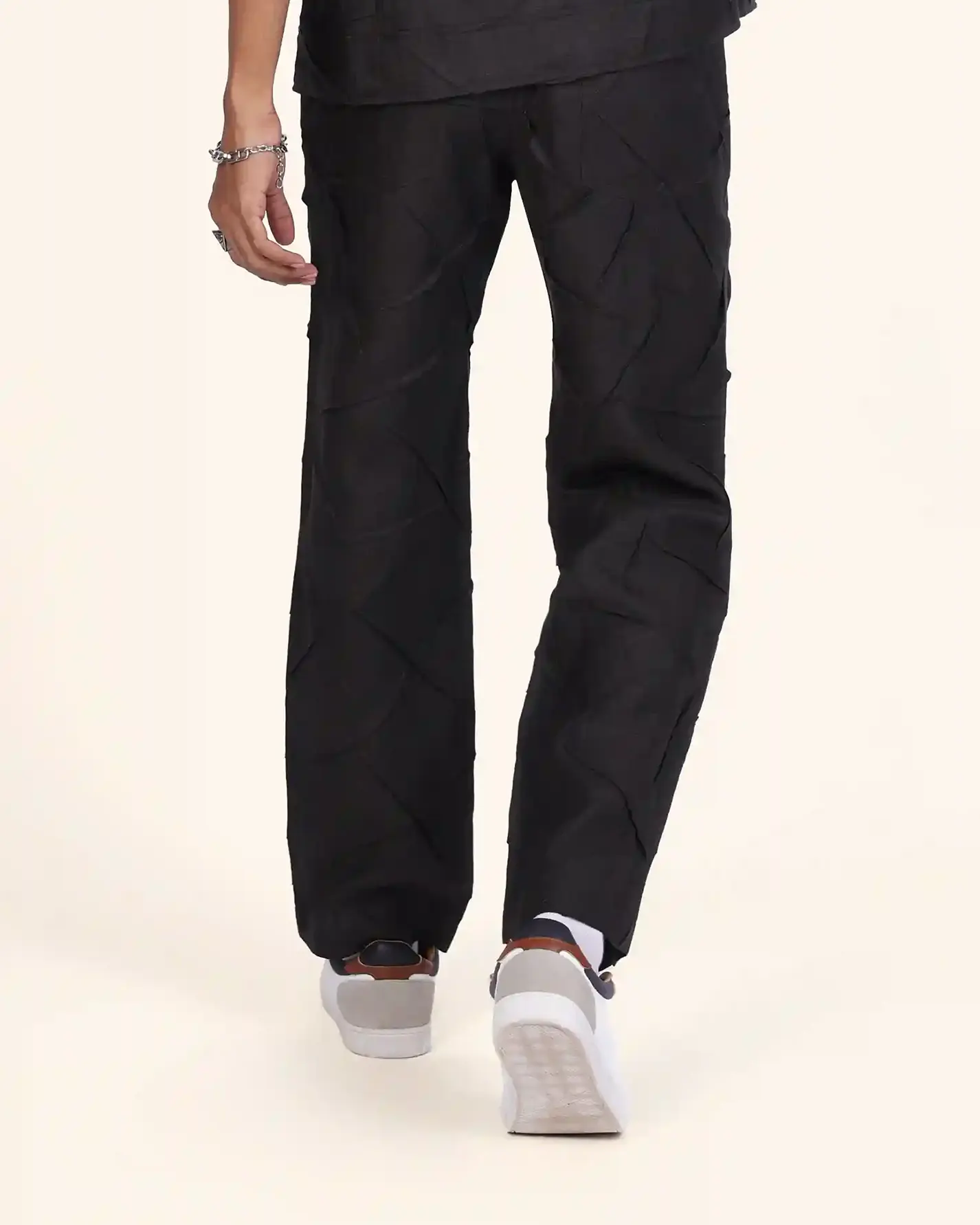 Textured Black Trousers