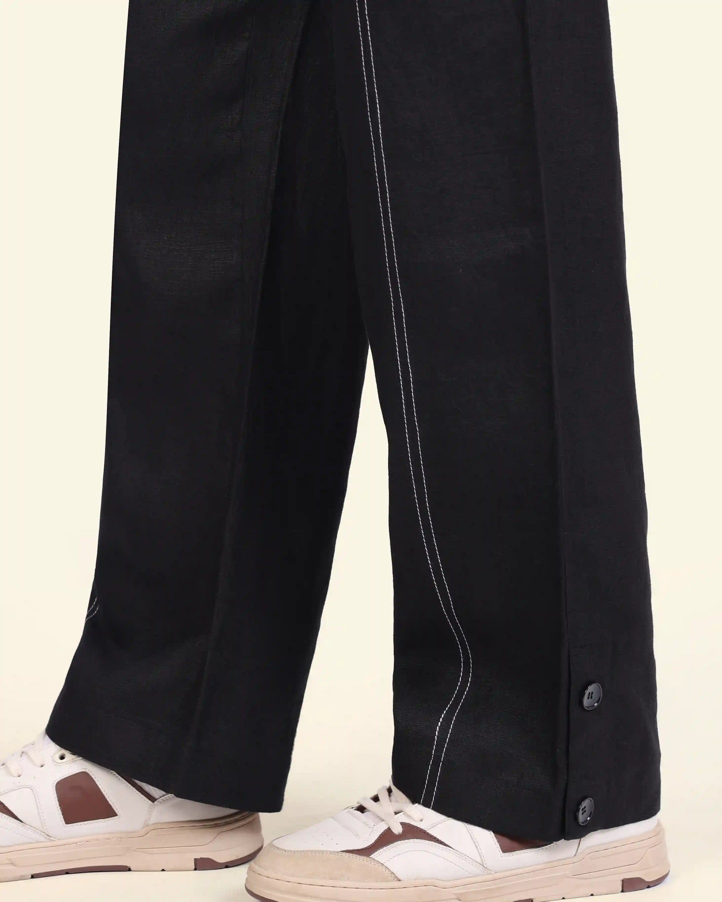 Black Trace Linen Trousers