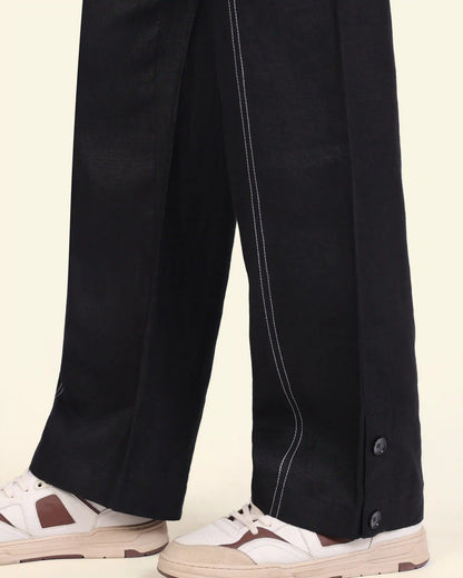 Black Trace Linen Trousers