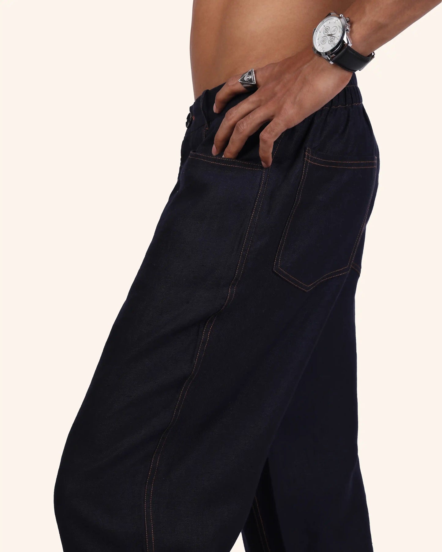 Denim blue Linen Trousers