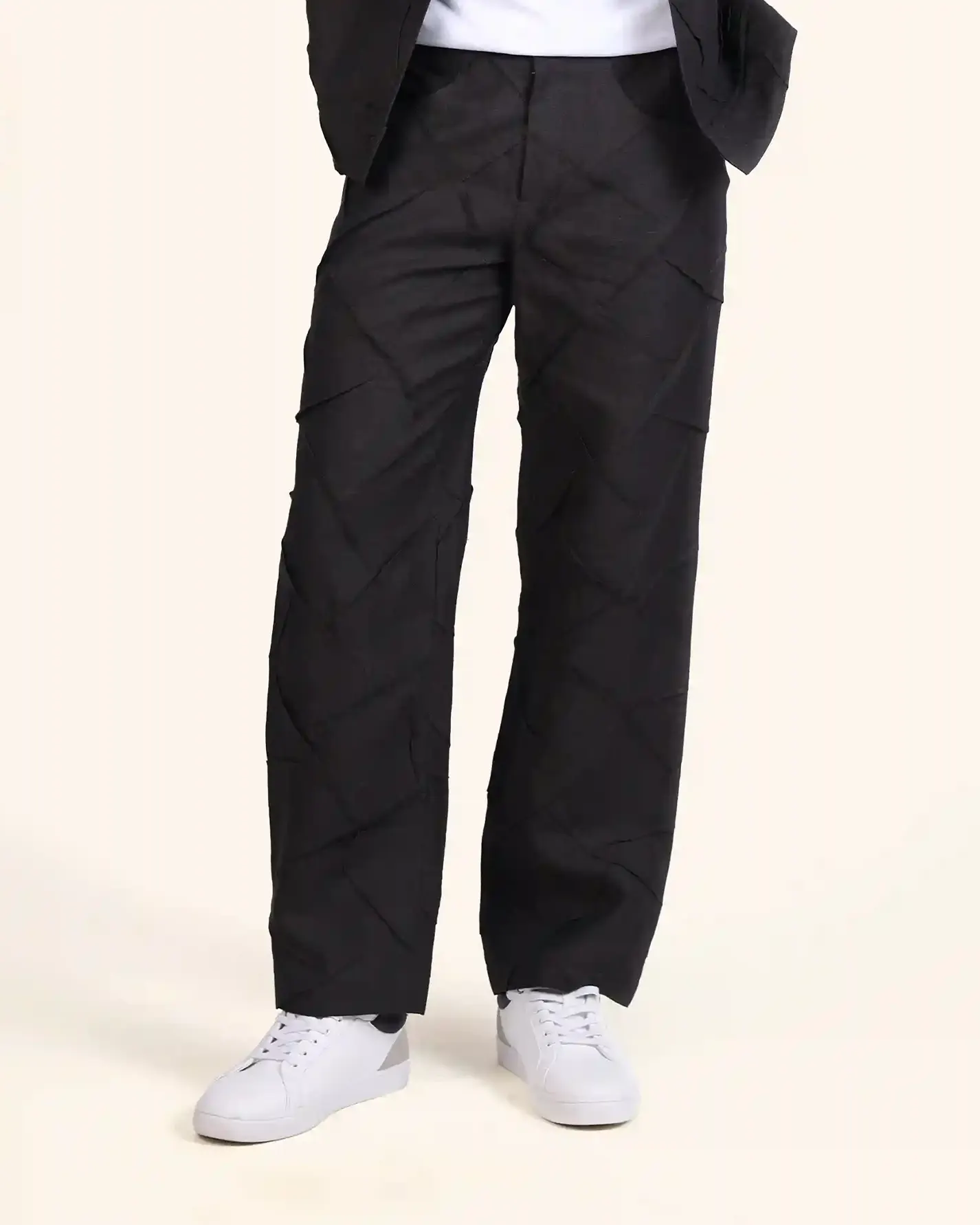 Textured Black Trousers