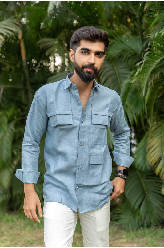 CAROLINA BLUE LINEN SHIRT