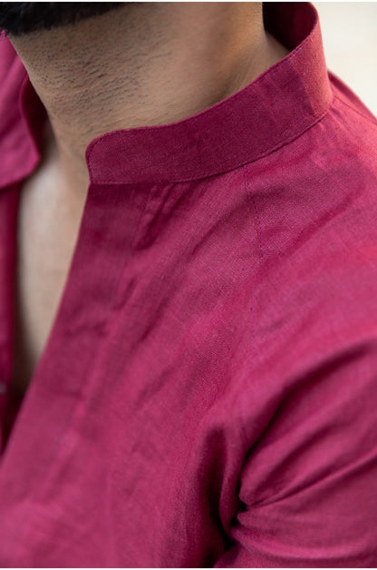 WINE BERRY LINEN SHIRT