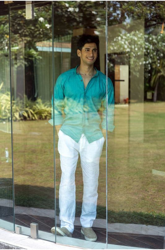 DUSTY TEAL LINEN SHIRT