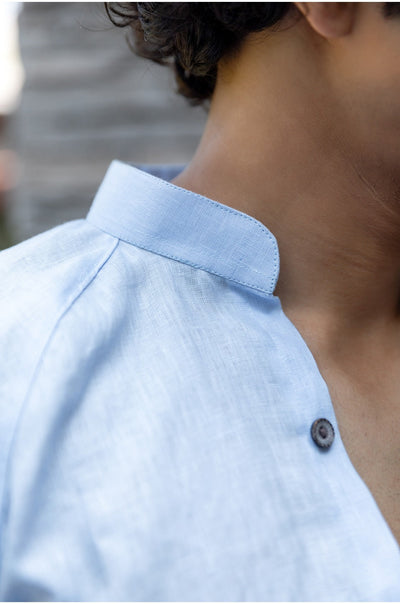 PALE CORAL BLUE LINEN SHIRT