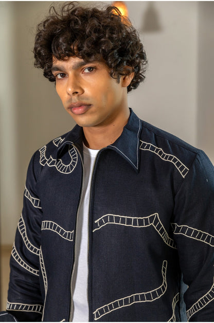 NIGHT BLUE LINEN JACKET