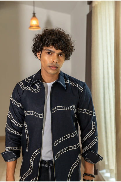 NIGHT BLUE LINEN JACKET
