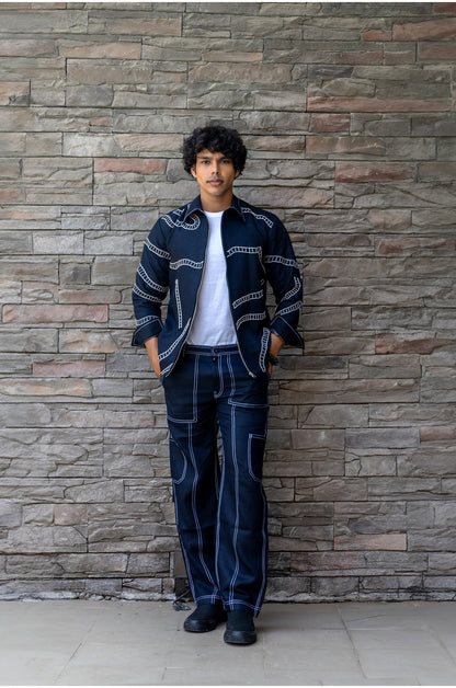 NIGHT BLUE LINEN JACKET