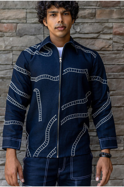 NIGHT BLUE LINEN JACKET