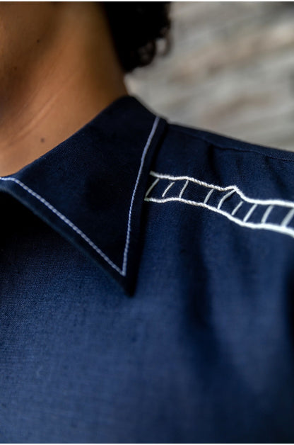 NIGHT BLUE LINEN JACKET