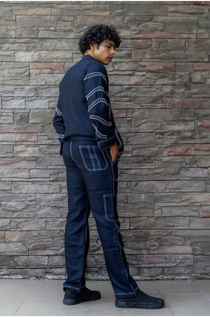 NIGHT BLUE LINEN JACKET