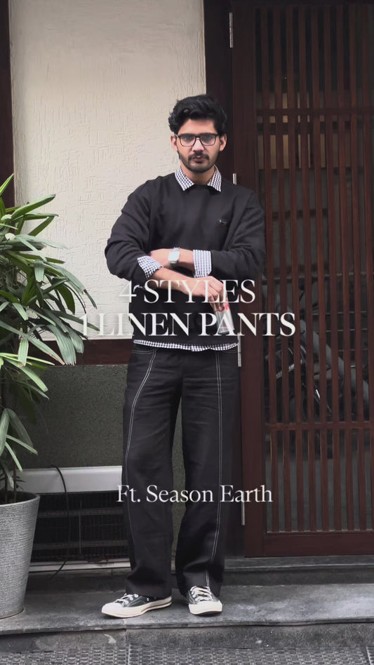 Black Trace Linen Trousers